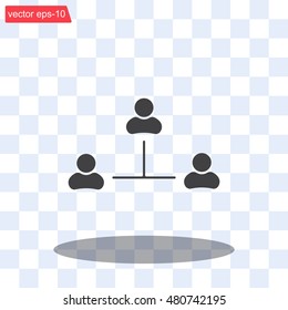 Three people connected in a network - symbol for download. Vector icons for video, mobile apps, Web sites and print projects.