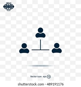 Three people connected in a network - symbol for download. Vector icons for video, mobile apps, Web sites and print projects.