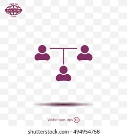 Three people connected in a network - symbol for download. Vector icons for video, mobile apps, Web sites and print projects.