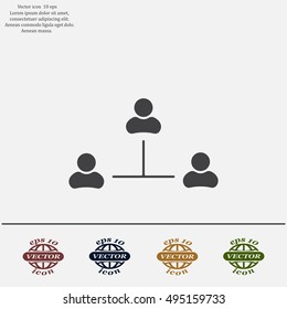Three people connected in a network - symbol for download. Vector icons for video, mobile apps, Web sites and print projects.