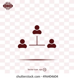 Three people connected in a network - symbol for download. Vector icons for video, mobile apps, Web sites and print projects.