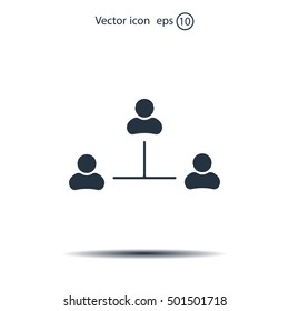 Three people connected in a network - symbol for download. Vector icons for video, mobile apps, Web sites and print projects.