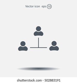 Three people connected in a network - symbol for download. Vector icons for video, mobile apps, Web sites and print projects.