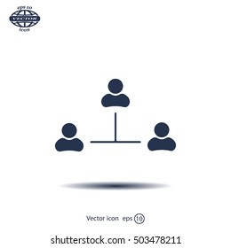 Three people connected in a network - symbol for download. Vector icons for video, mobile apps, Web sites and print projects.