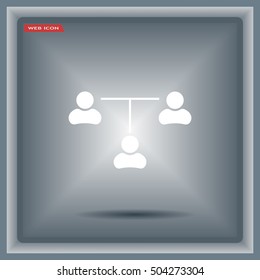 Three people connected in a network - symbol for download. Vector icons for video, mobile apps, Web sites and print projects.