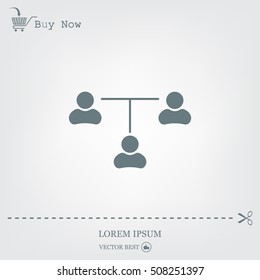 Three people connected in a network - symbol for download. Vector icons for video, mobile apps, Web sites and print projects.