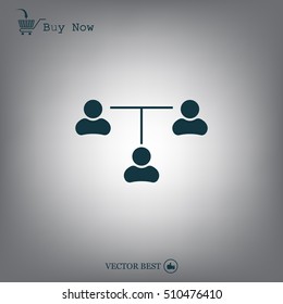 Three people connected in a network - symbol for download. Vector icons for video, mobile apps, Web sites and print projects.