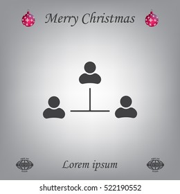 Three people connected in a network - symbol for download. Vector icons for video, mobile apps, Web sites and print projects.