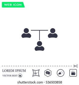 Three people connected in a network - symbol for download. Vector icons for video, mobile apps, Web sites and print projects.
