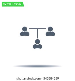 Three people connected in a network - symbol for download. Vector icons for video, mobile apps, Web sites and print projects.