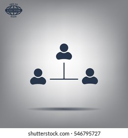 Three people connected in a network - symbol for download. Vector icons for video, mobile apps, Web sites and print projects.