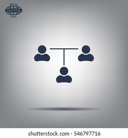 Three people connected in a network - symbol for download. Vector icons for video, mobile apps, Web sites and print projects.