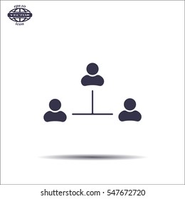 Three people connected in a network - symbol for download. Vector icons for video, mobile apps, Web sites and print projects.