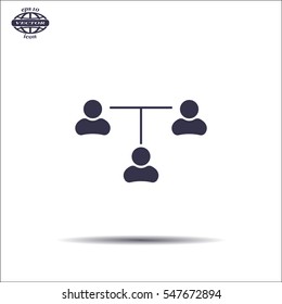 Three people connected in a network - symbol for download. Vector icons for video, mobile apps, Web sites and print projects.