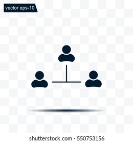 Three people connected in a network - symbol for download. Vector icons for video, mobile apps, Web sites and print projects.