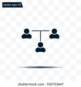 Three people connected in a network - symbol for download. Vector icons for video, mobile apps, Web sites and print projects.
