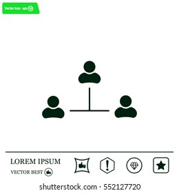 Three people connected in a network - symbol for download. Vector icons for video, mobile apps, Web sites and print projects.