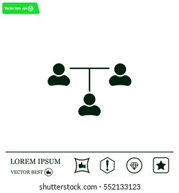 Three people connected in a network - symbol for download. Vector icons for video, mobile apps, Web sites and print projects.