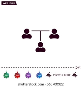 Three people connected in a network - symbol for download. Vector icons for video, mobile apps, Web sites and print projects.