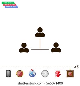 Three people connected in a network - symbol for download. Vector icons for video, mobile apps, Web sites and print projects.