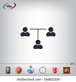 Three people connected in a network - symbol for download. Vector icons for video, mobile apps, Web sites and print projects.