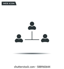 Three people connected in a network - symbol for download. Vector icons for video, mobile apps, Web sites and print projects.