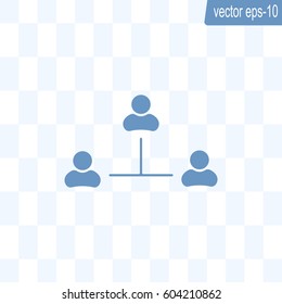 Three people connected in a network - symbol for download. Vector icons for video, mobile apps, Web sites and print projects.
