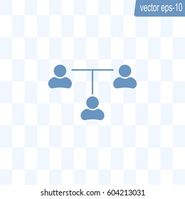 Three people connected in a network - symbol for download. Vector icons for video, mobile apps, Web sites and print projects.