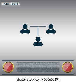 Three people connected in a network - symbol for download. Vector icons for video, mobile apps, Web sites and print projects.