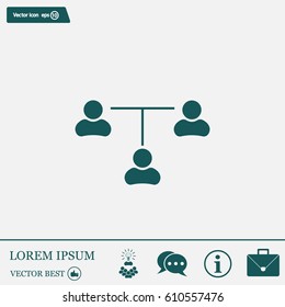 Three people connected in a network - symbol for download. Vector icons for video, mobile apps, Web sites and print projects.