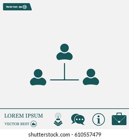 Three people connected in a network - symbol for download. Vector icons for video, mobile apps, Web sites and print projects.