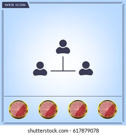 Three people connected in a network - symbol for download. Vector icons for video, mobile apps, Web sites and print projects.