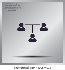 Three people connected in a network - symbol for download. Vector icons for video, mobile apps, Web sites and print projects.