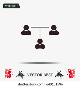 Three people connected in a network - symbol for download. Vector icons for video, mobile apps, Web sites and print projects.