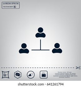 Three people connected in a network - symbol for download. Vector icons for video, mobile apps, Web sites and print projects.