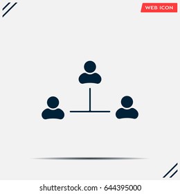 Three people connected in a network - symbol for download. Vector icons for video, mobile apps, Web sites and print projects.