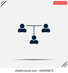 Three people connected in a network - symbol for download. Vector icons for video, mobile apps, Web sites and print projects.
