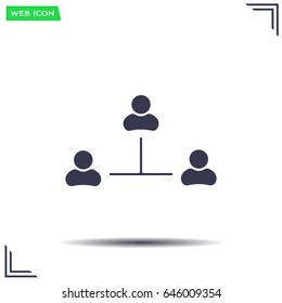 Three people connected in a network - symbol for download. Vector icons for video, mobile apps, Web sites and print projects.