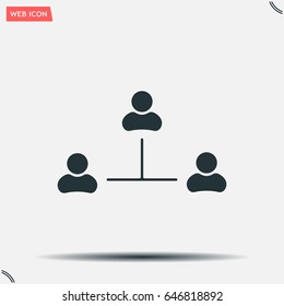 Three people connected in a network - symbol for download. Vector icons for video, mobile apps, Web sites and print projects.