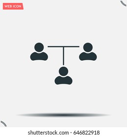Three people connected in a network - symbol for download. Vector icons for video, mobile apps, Web sites and print projects.