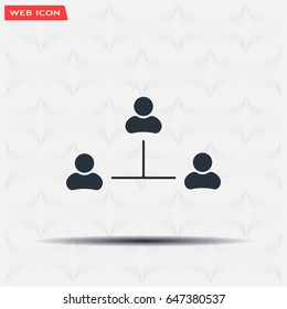 Three people connected in a network - symbol for download. Vector icons for video, mobile apps, Web sites and print projects.