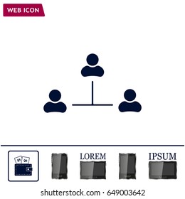 Three people connected in a network - symbol for download. Vector icons for video, mobile apps, Web sites and print projects.
