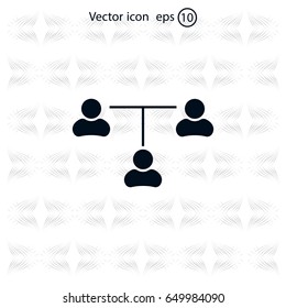 Three people connected in a network - symbol for download. Vector icons for video, mobile apps, Web sites and print projects.