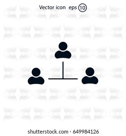 Three people connected in a network - symbol for download. Vector icons for video, mobile apps, Web sites and print projects.