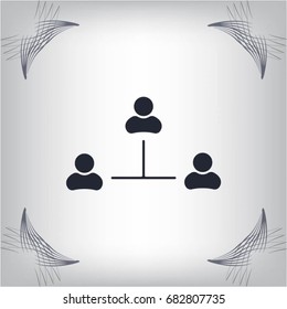 Three people connected in a network - symbol for download. Vector icons for video, mobile apps, Web sites and print projects.
