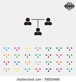 Three people connected in a network - symbol for download. Vector icons for video, mobile apps, Web sites and print projects.