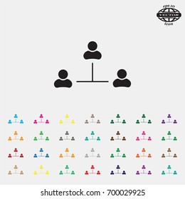 Three people connected in a network - symbol for download. Vector icons for video, mobile apps, Web sites and print projects.