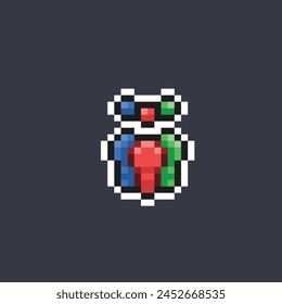 three people with different color in pixel art style