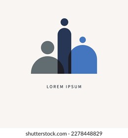 Three people of different physiques. Geometric body, different shapes. Business icon, teamwork, group of abstract men