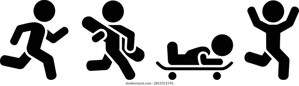 Three people falling off a skateboard in a fun accident